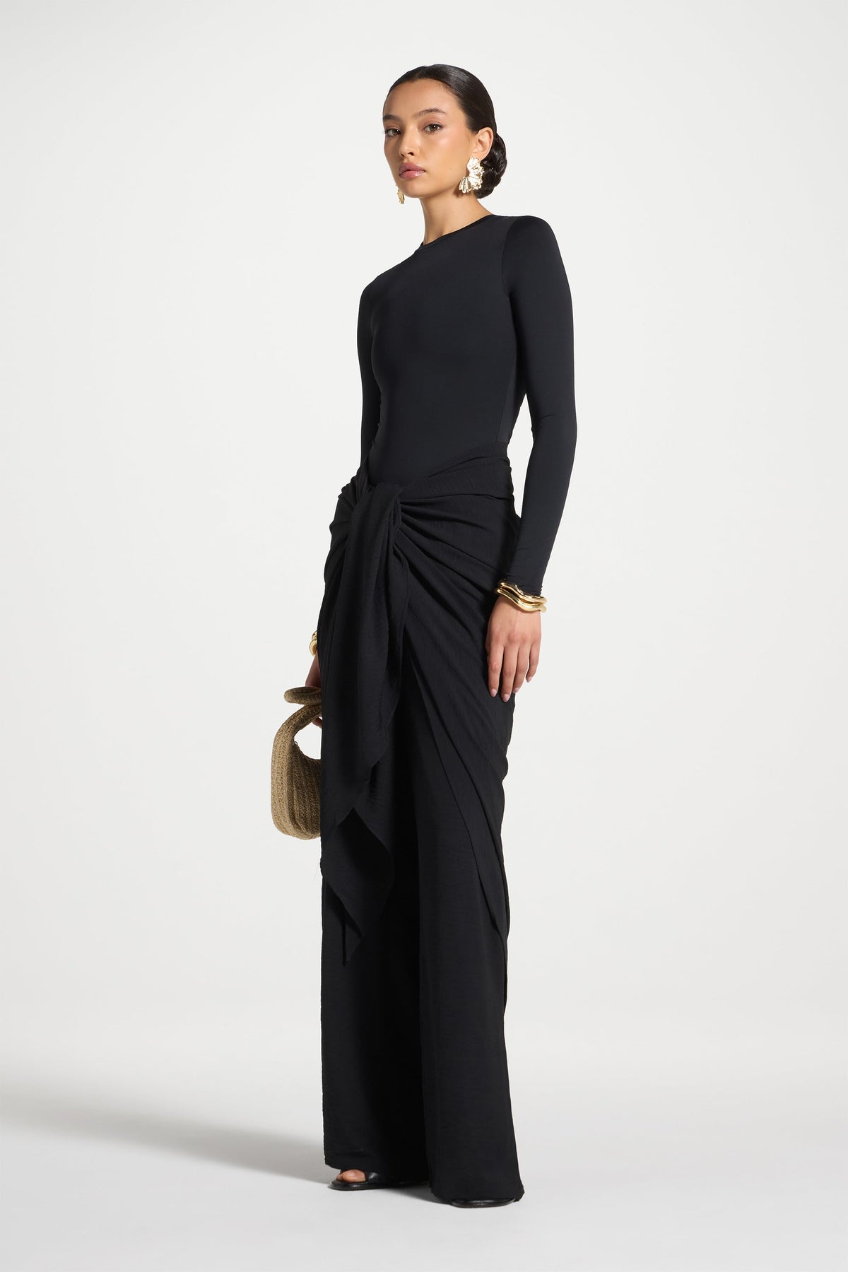 Safina Wrap Sarong & Pants Set - Black