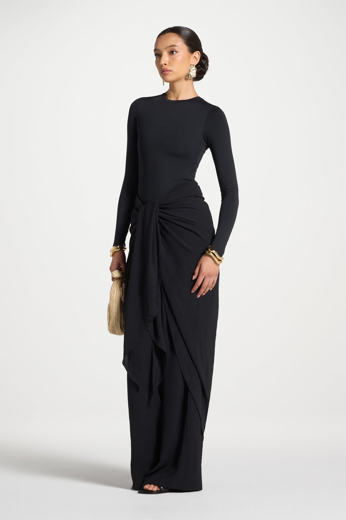 Safina Wrap Sarong & Pants Set - Black