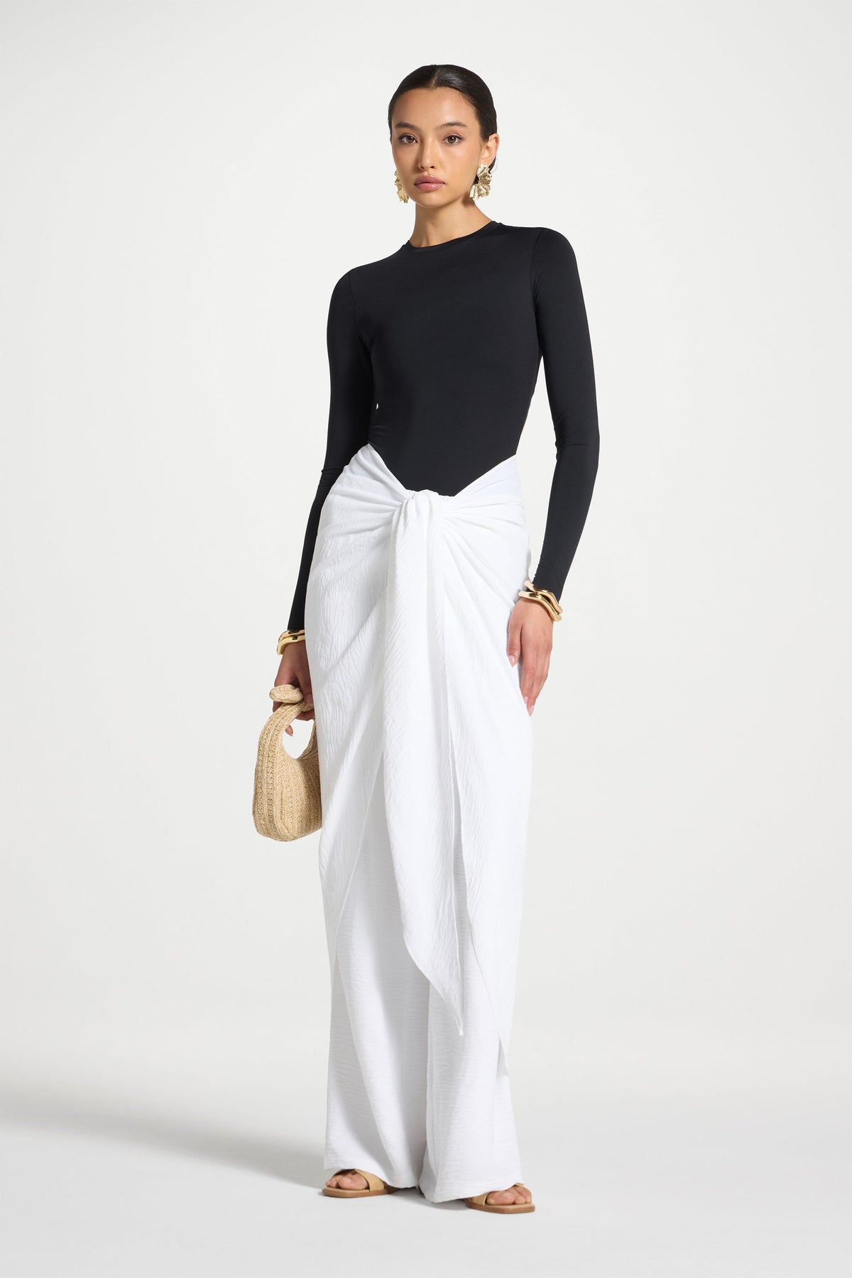 Safina Wrap Sarong & Pants Set - White