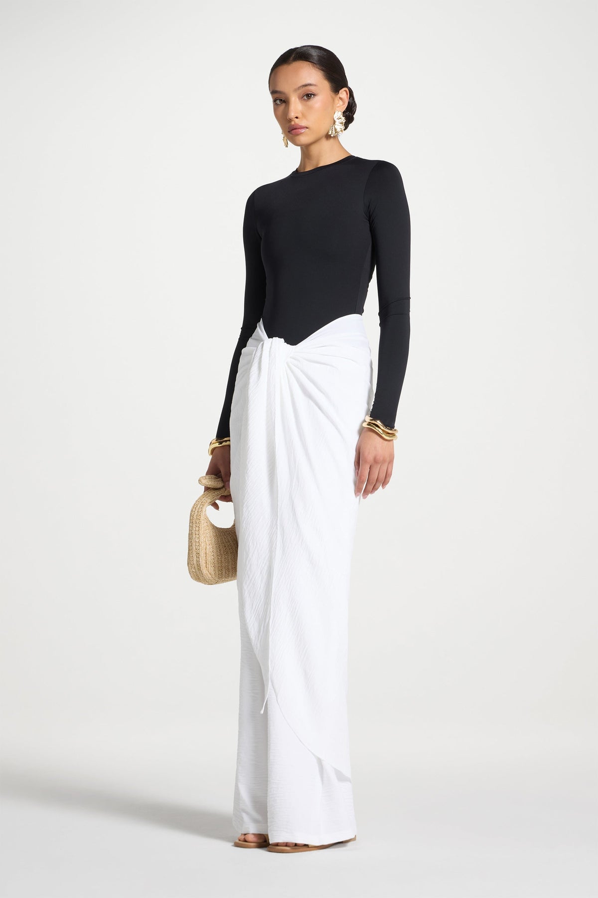 Safina Wrap Sarong & Pants Set - White