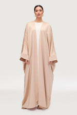 Saman Satin Open Abaya - Chai