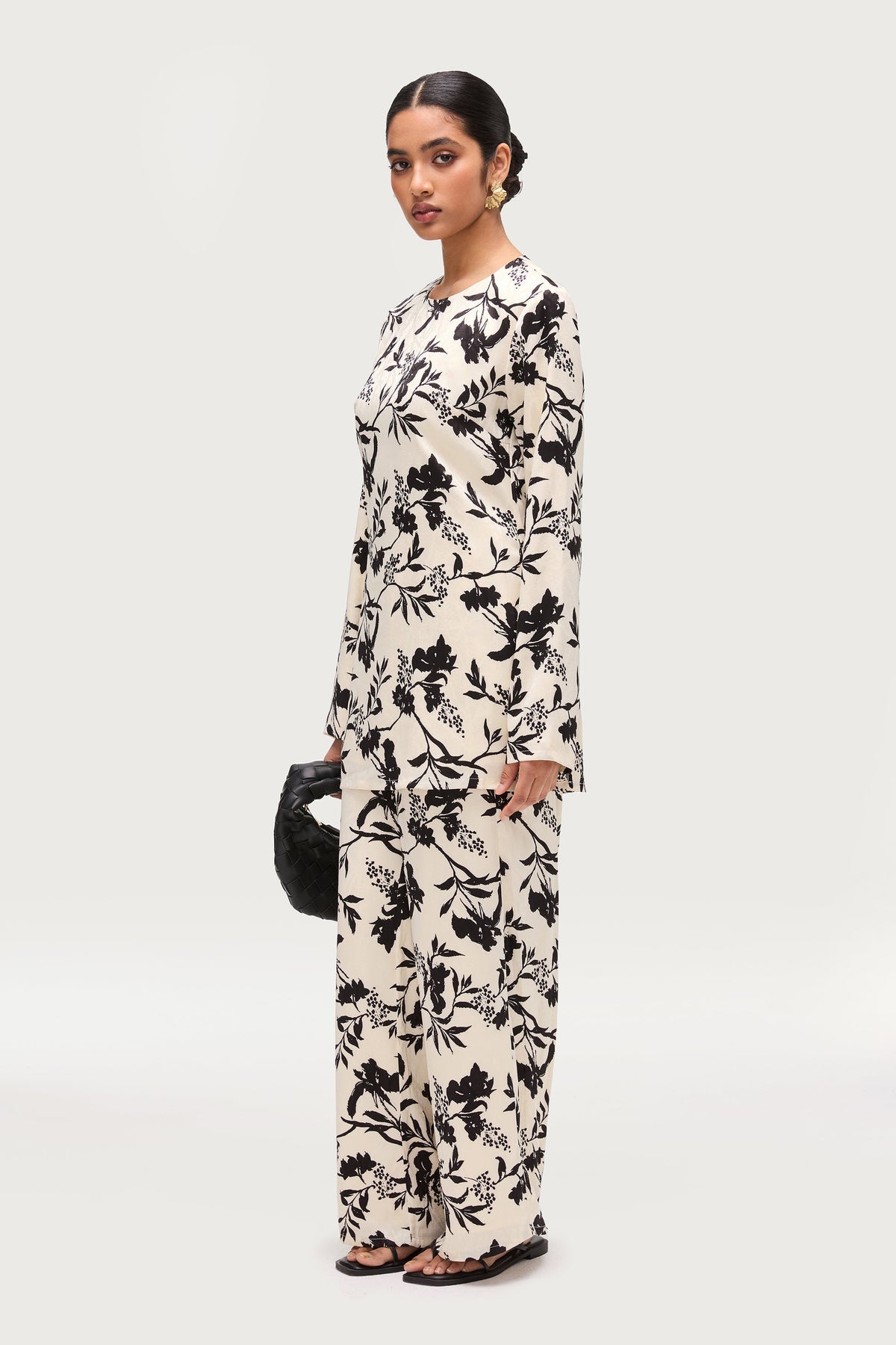 Sana Side Slit Relaxed Top - Floral Print