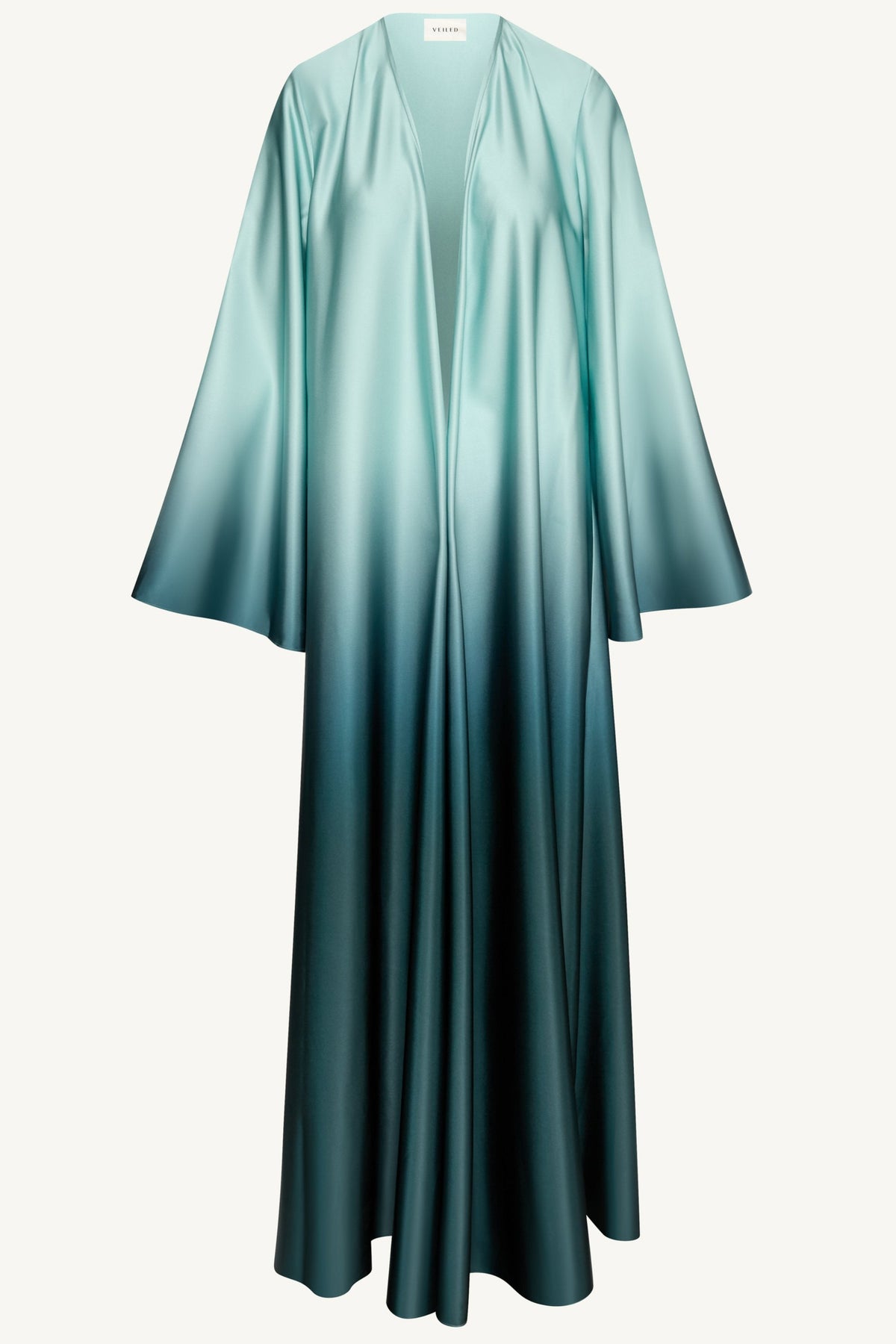 Satin Ombre Open Abaya - Night Pine