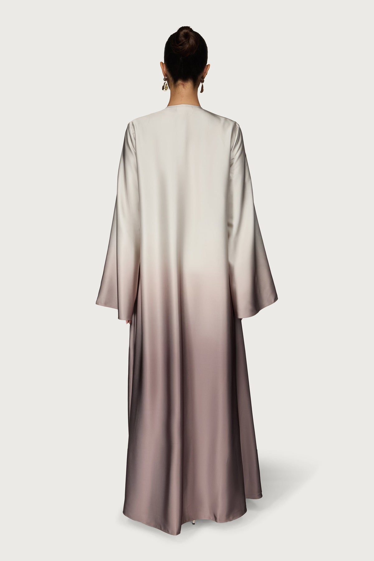 Satin Ombre Open Abaya - Truffle