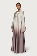 Satin Ombre Open Abaya - Truffle