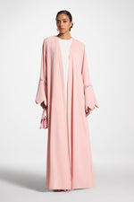 Scalloped Open Abaya - Pink
