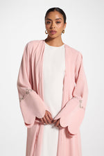 Scalloped Open Abaya - Pink