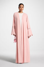 Scalloped Open Abaya - Pink