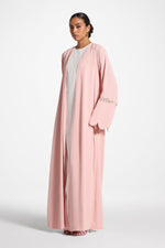 Scalloped Open Abaya - Pink