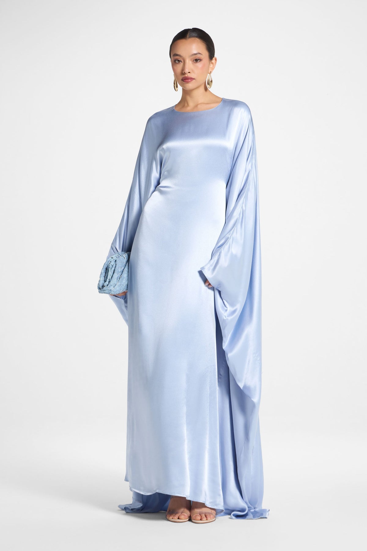 Selene Silk Butterfly Maxi Dress - Pastel Blue