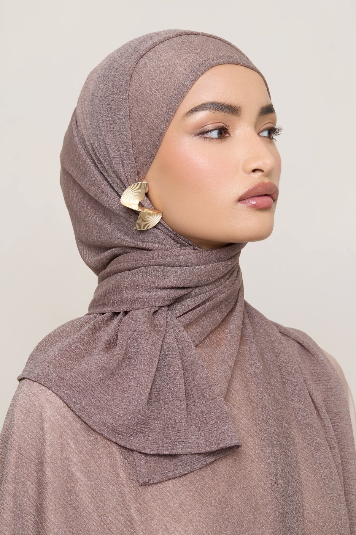 Shimmer Stretch Hijab - Taupe
