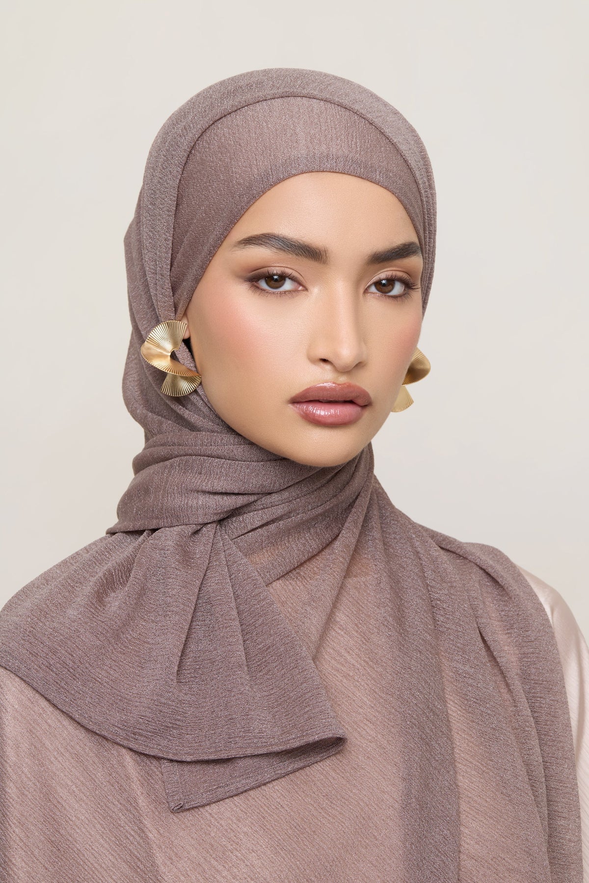 Shimmer Stretch Hijab - Taupe