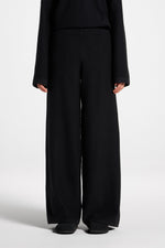 Side Rouched Knit Top & Pants Set - Black