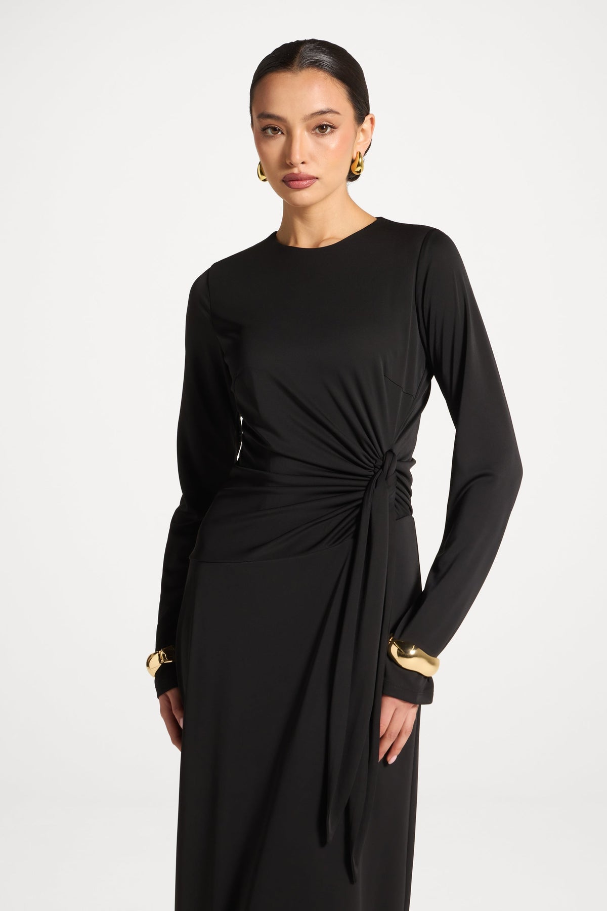 Side Tie Maxi Dress - Black