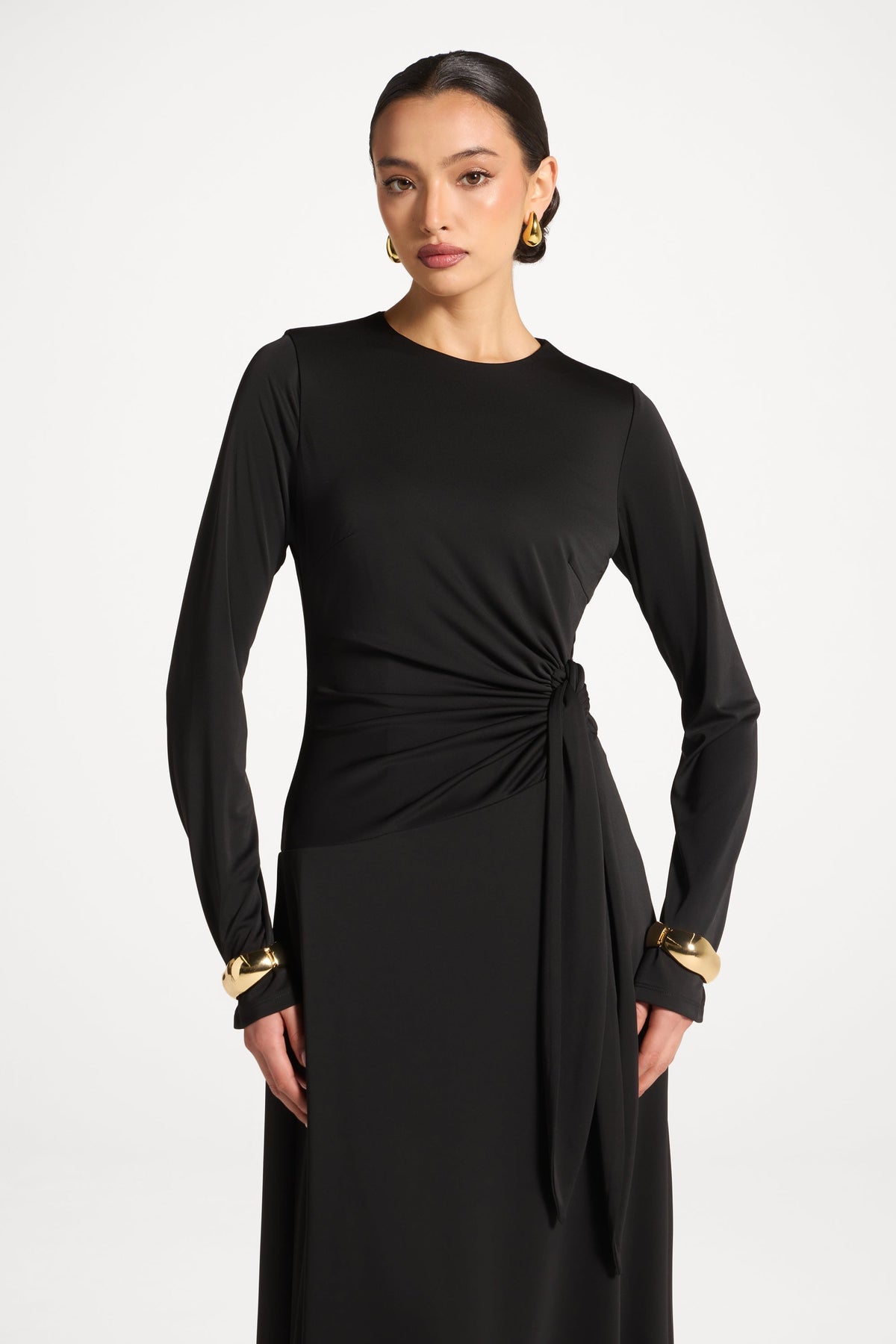Side Tie Maxi Dress - Black