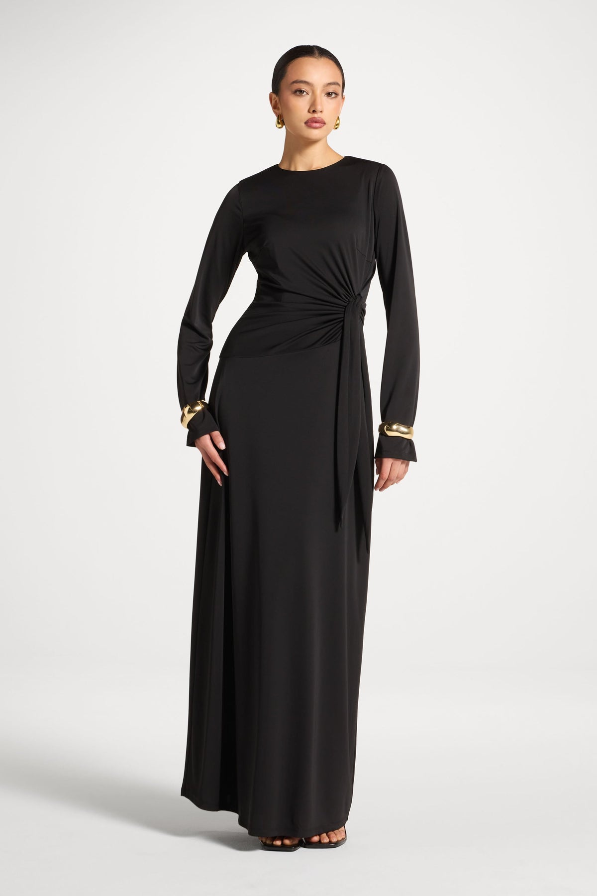 Side Tie Maxi Dress - Black