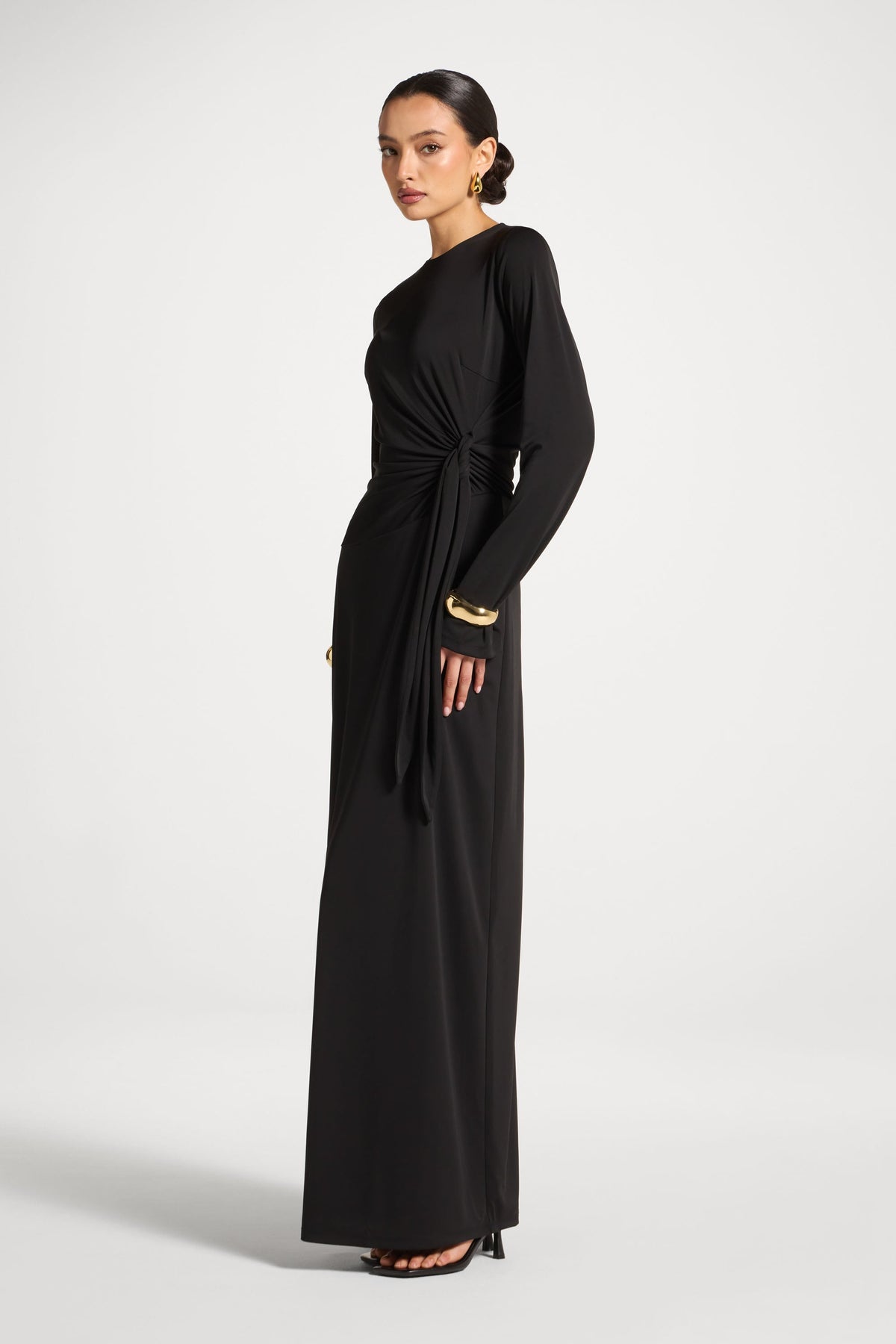 Side Tie Maxi Dress - Black