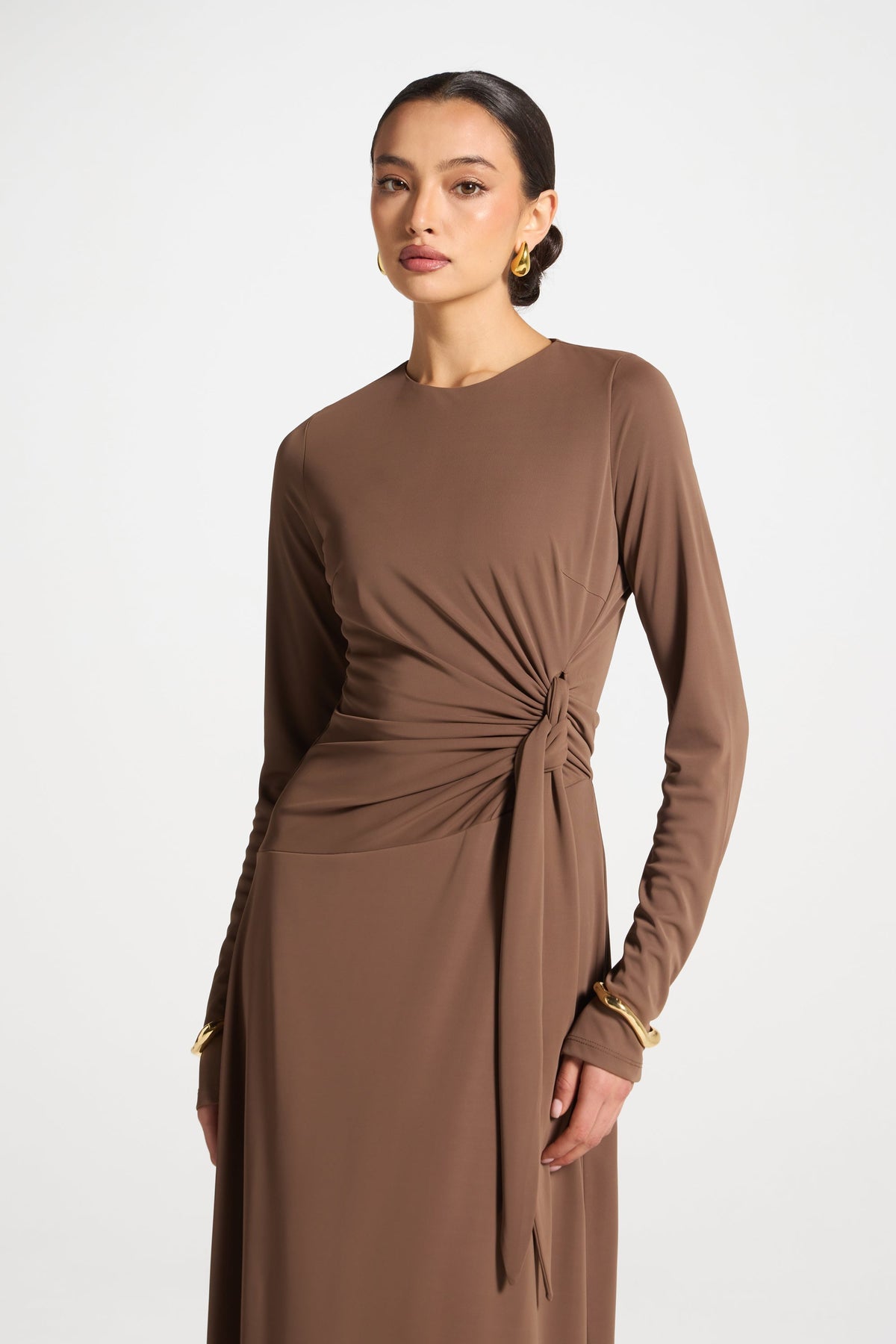 Side Tie Maxi Dress - Coffee