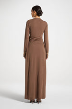 Side Tie Maxi Dress - Coffee