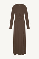 Side Tie Maxi Dress - Coffee