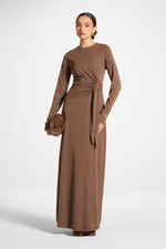 Side Tie Maxi Dress - Coffee