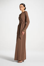 Side Tie Maxi Dress - Coffee