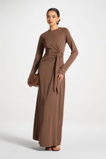 Side Tie Maxi Dress - Coffee