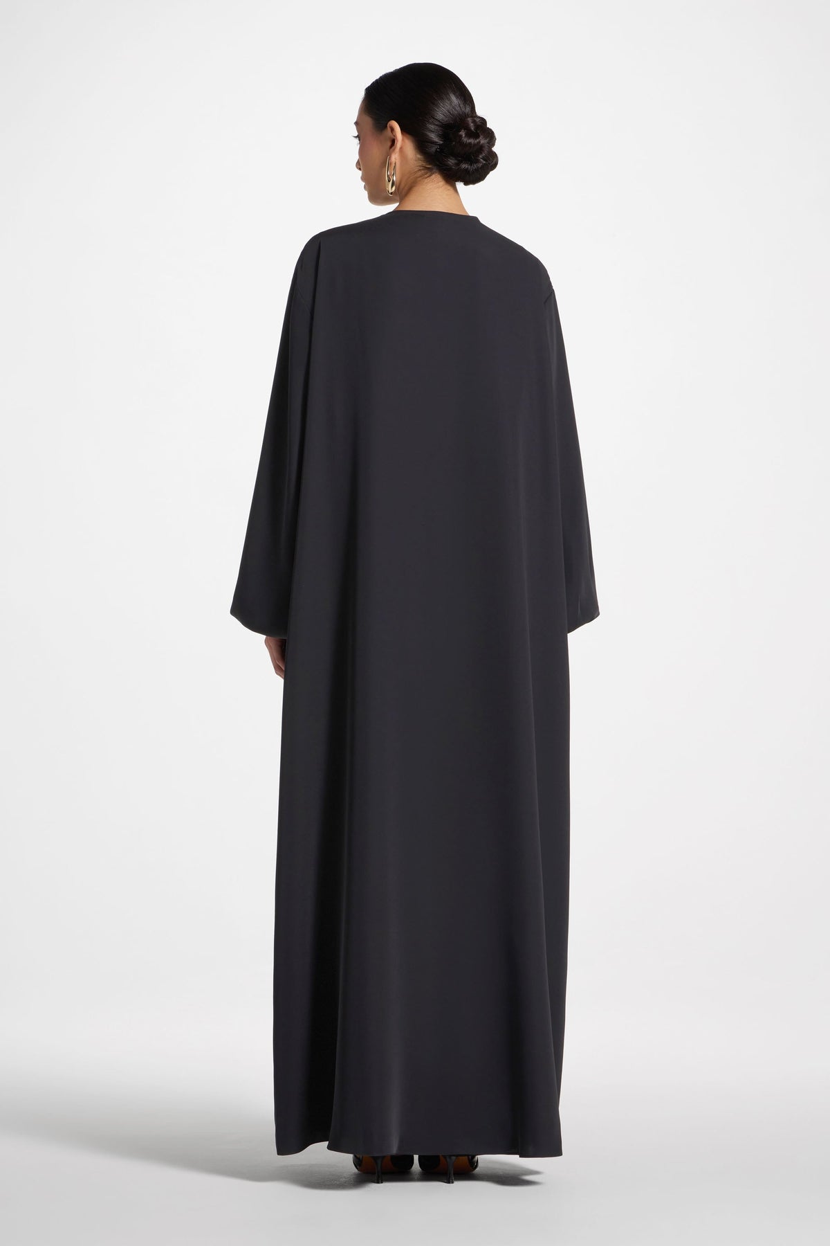 Signature Balloon Sleeve Open Abaya - Black