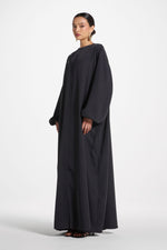 Signature Balloon Sleeve Open Abaya - Black