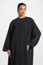 Signature Balloon Sleeve Open Abaya - Black