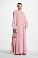 Signature Balloon Sleeve Open Abaya - Dark Pink