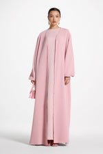 Signature Balloon Sleeve Open Abaya - Dark Pink