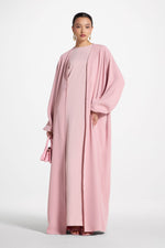 Signature Balloon Sleeve Open Abaya - Dark Pink
