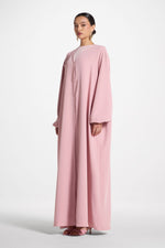 Signature Balloon Sleeve Open Abaya - Dark Pink