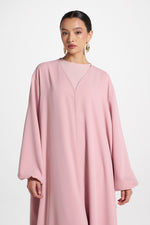 Signature Balloon Sleeve Open Abaya - Dark Pink