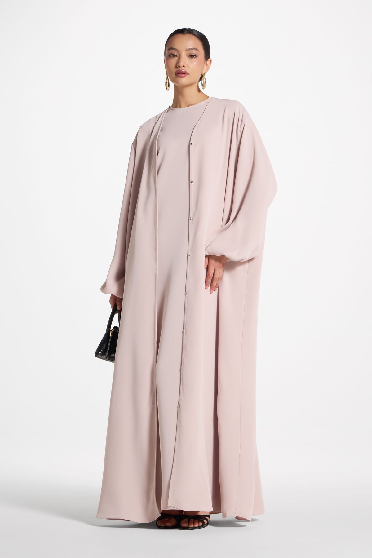 Signature Balloon Sleeve Open Abaya - Mink