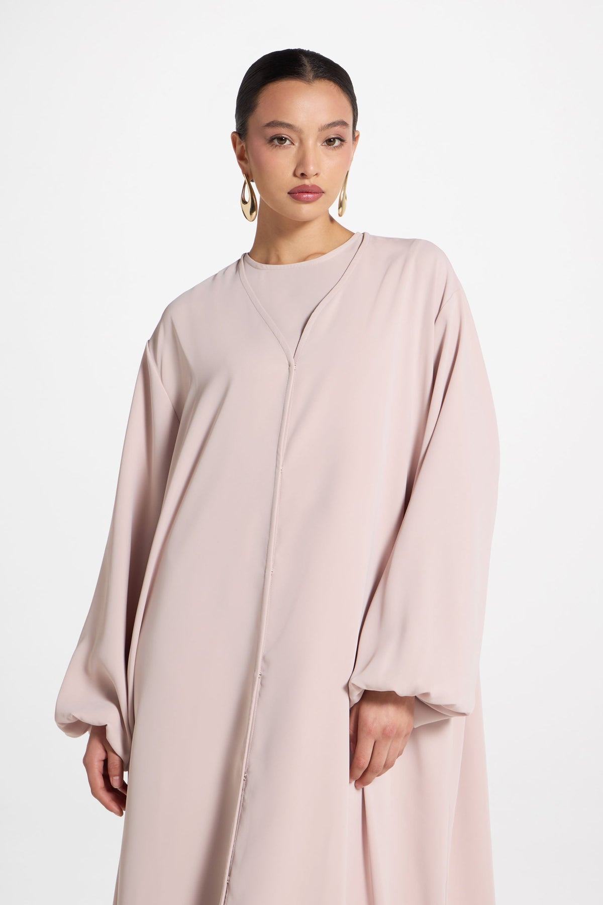 Signature Balloon Sleeve Open Abaya - Mink