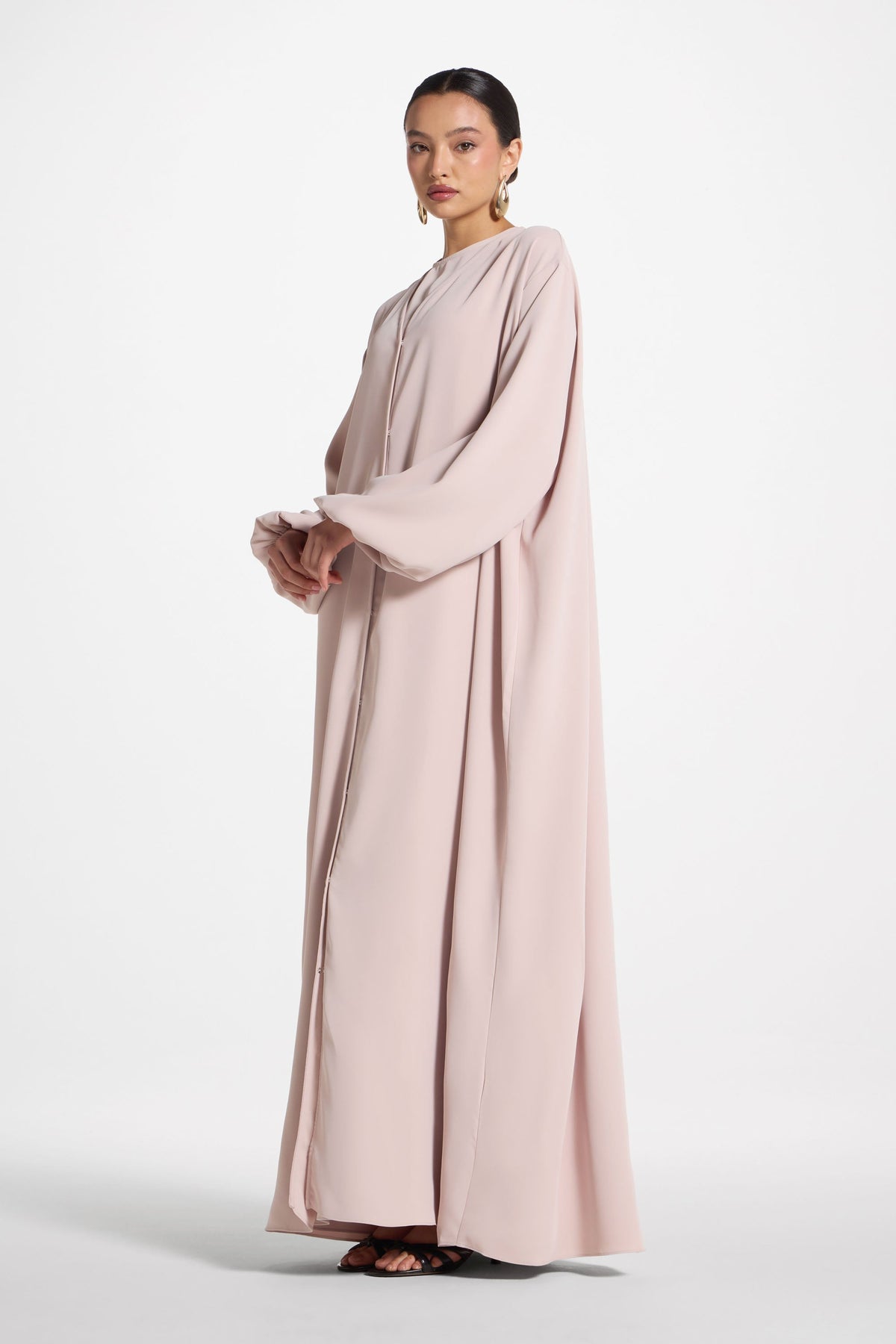 Signature Balloon Sleeve Open Abaya - Mink