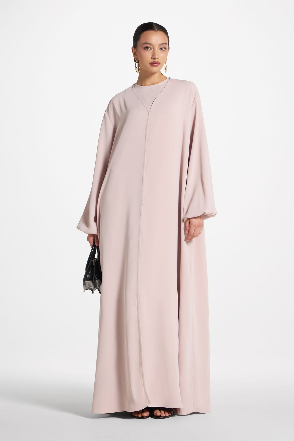 Signature Balloon Sleeve Open Abaya - Mink