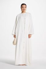 Signature Balloon Sleeve Open Abaya - White