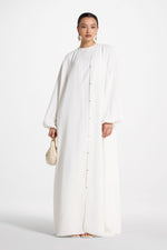 Signature Balloon Sleeve Open Abaya - White