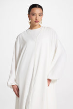 Signature Balloon Sleeve Open Abaya - White