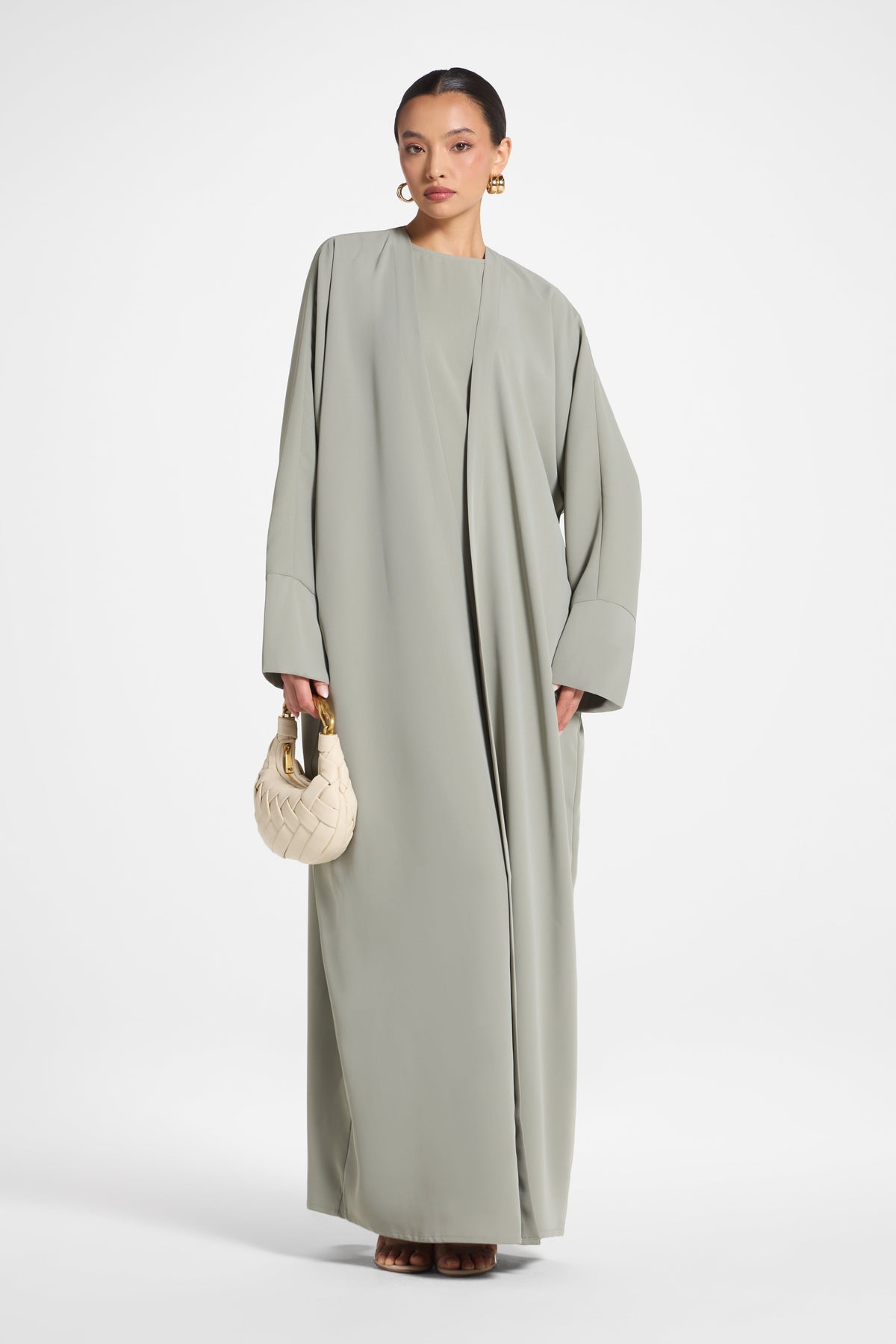 Signature Open Abaya - Dusty Olive