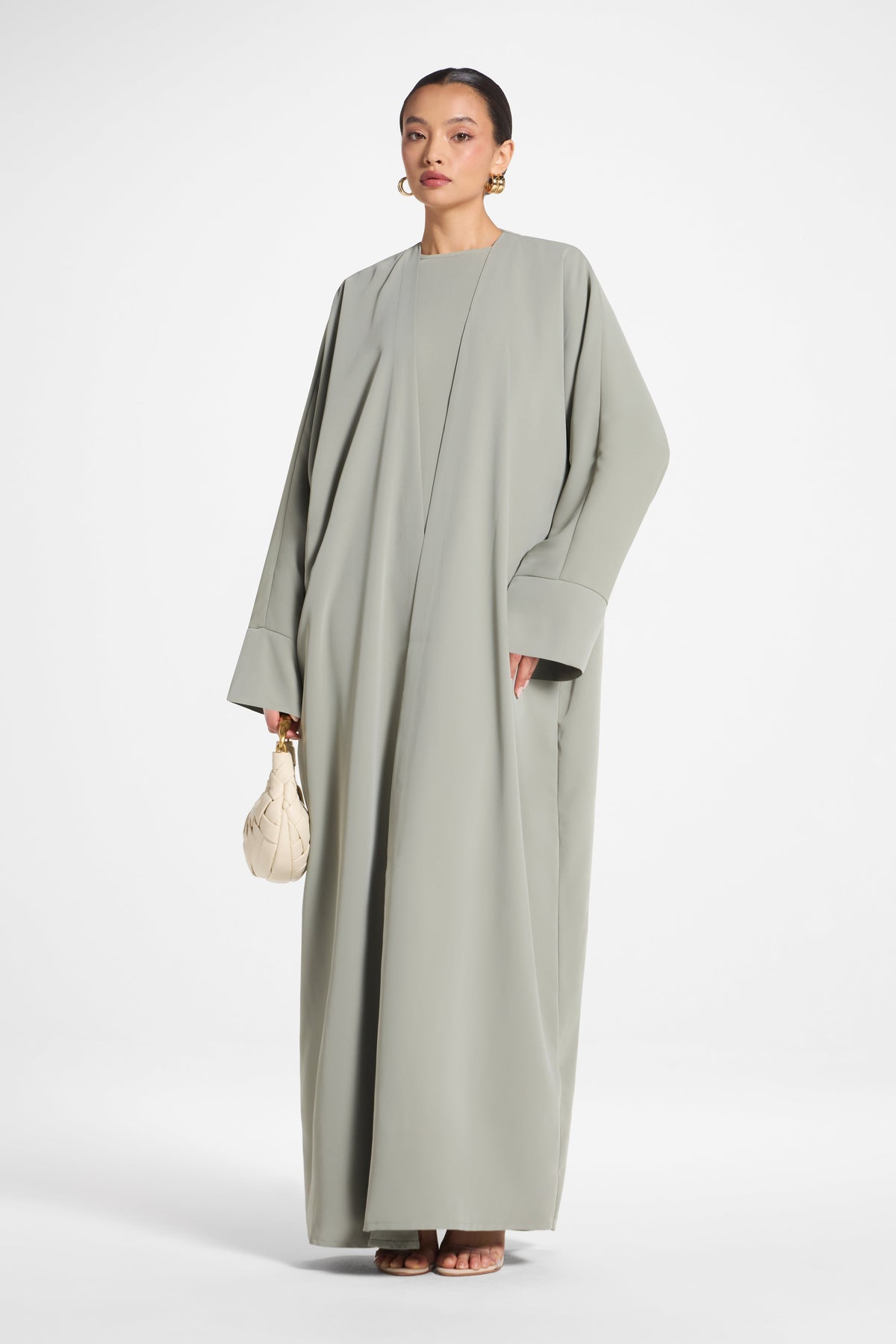 Signature Open Abaya - Dusty Olive
