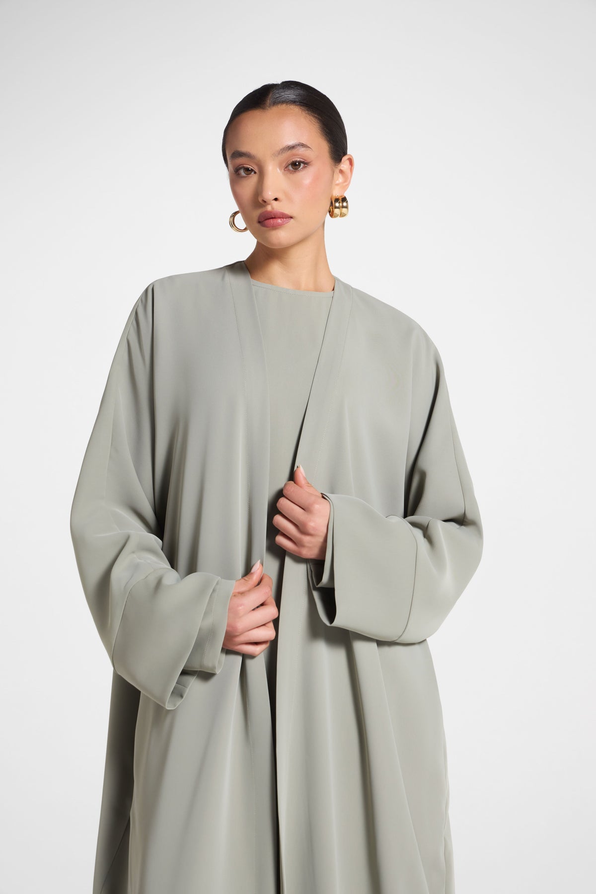 Signature Open Abaya - Dusty Olive