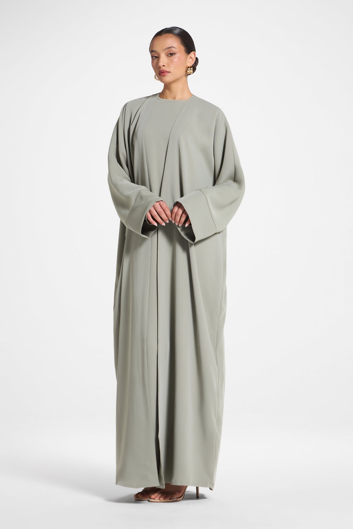 Signature Open Abaya - Dusty Olive