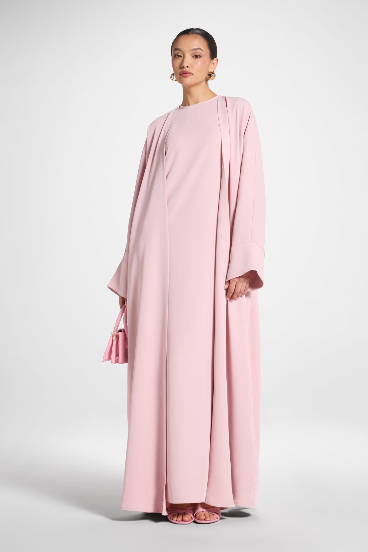 Signature Open Abaya - Pastel Pink