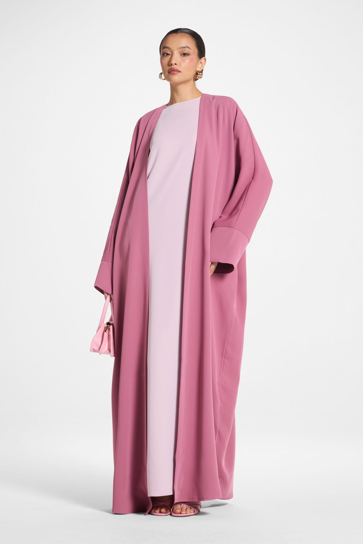 Signature Open Abaya - Vintage Rose