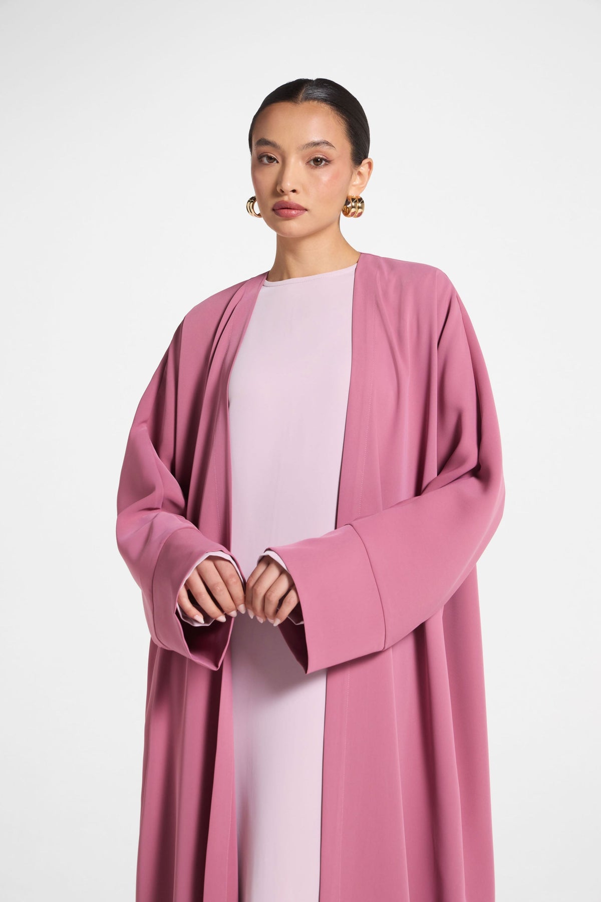 Signature Open Abaya - Vintage Rose