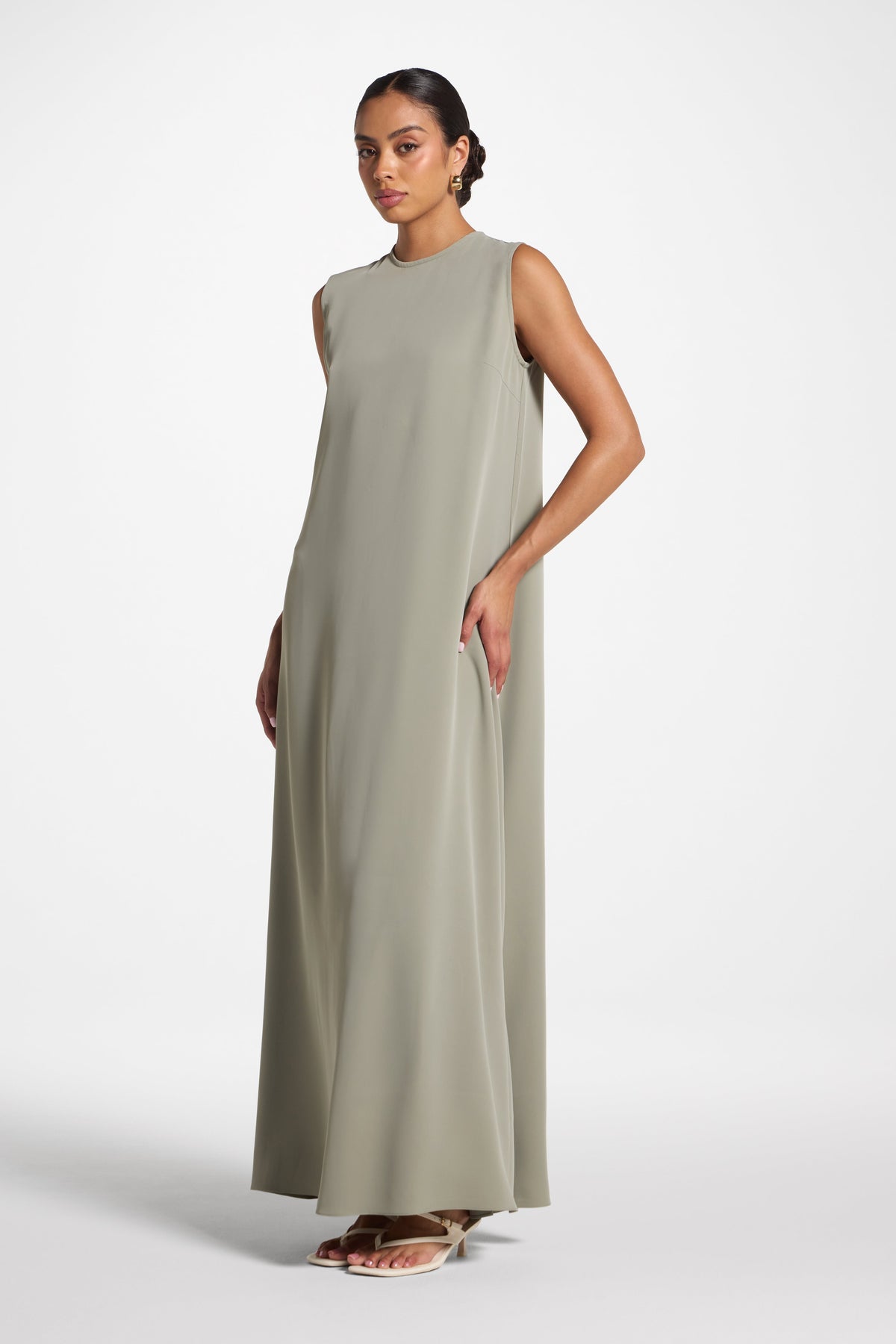 Signature Sleeveless Inner Maxi Dress - Dusty Olive